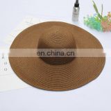 High Quality Cheap Different Color Dark Brown Foldable Large Brim China Straw Floppy Hat Summer