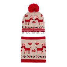2Pcs/SET Christmas Deer Knitted Baby Hat Circle Scarf Set Winter Warm Beanie Caps Pom Pom Infant Bonnet Cap for Girl Boy 0-3Y thumbnail-4