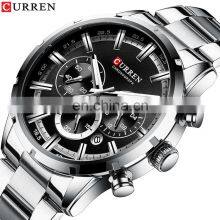 Men Quartz Wrist Watches Stainless Steel Strap Luxury Gold Chronograph Business Waterproof Watch thumbnail-3