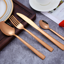 Bulk Rose Gold Bronze Flatware Reusable Stainless Steel Spoon Fork Knife Customized Cutlery Set thumbnail-1