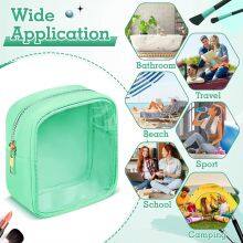 Small Cosmetic Bag, Clear Mini Makeup Bag for Purse, Pretty Preppy Makeup Bag With Zipper,PVC & Nylon Watertight Travel Toiletry Bag Organizer Coin Purse for Women Men Girls thumbnail-5