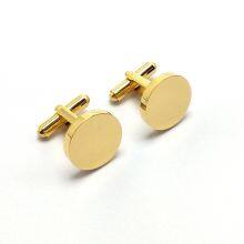 Stainless Steel Round Cufflinks Waterproof Jewelry for Men With Customizable Name Logo thumbnail-2