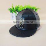 Cool Punk Rock Lion Head Decorated Flat Brim Snake PU Leather Hiphop Cap thumbnail-2