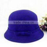 British Style Bowknot Ribbon Dome Wool Felt Elegant Charm Women Church Hat thumbnail-5