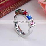 Womens CZ Diamond Rainbow Rhinestone Classic Engagement Bridal Designs Fashion Jewelry Ring thumbnail-2
