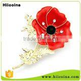 Red Crystal Souvenir Rhinestone Diamond Poppy Flower Remembrance Pin Badge thumbnail-1