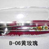 Stainless Steel Chopstick Spoon With Rose Handle Made in China ( With Blue Flower Stick On) thumbnail-3