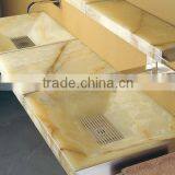 light yellow marble sinks, shallow basins, bathroom sinks