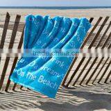 Yarn Dyed Blue Printed Cotton Towel thumbnail-1