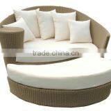 Round Rattan Lounge With Footstool thumbnail-1