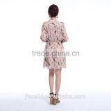 Wholesale Western Design Pink Color Long Sleeve Printed Casual Dress for Lady thumbnail-4