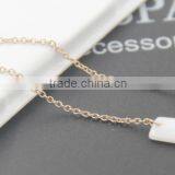 Gold Long Dangle Drop Chain With Rectangle Alloy Stone Earrings thumbnail-3