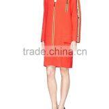 2015 Garment Factory Orange Stripe Zip Ladies Coat, Women Long Sleeve Jacket thumbnail-5