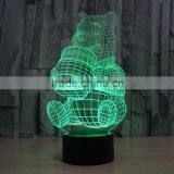 3D Optical Night Light Lovely Bear 7 RGB Light Colors 10 LEDs AA Battery or DC 5V Mixed Lot thumbnail-6
