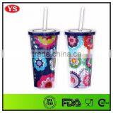 Manufacturers Supply Double Walled Plastic Tea Tumbler Wholesale With Straw 20 Ounce thumbnail-3