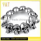 Jingli Jewelry Stainless Steel Silver Jewelry Cheap Skull Bead Head Bracelet for Men, Skull Bracelets for Men and Women thumbnail-4