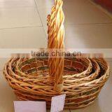 3 Set Handmade Willow Storage Baskets With Handle for Decoration or Picnic thumbnail-1