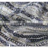 Latest Design Wave Pattern Fashion Sequin Fabric, Wholesale Sequin Mesh Fabric / Stretch Sequin Embroidered Fabric thumbnail-5