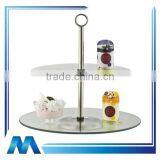 Double Layer Clear Round Tempered Glass Cake Stand, Dessert Tray, Dessert Plate thumbnail-1