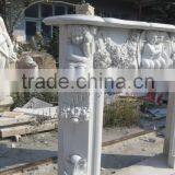 White Marble Fireplace Surround With Angel Statue thumbnail-5
