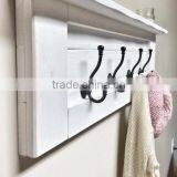 Rustic Wooden White Coat Rack Wooden Shelf thumbnail-1