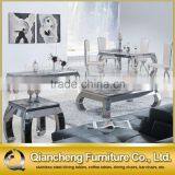 Square Coffee Table Center Table Stainless Steel Base Modern