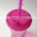 Colored Cold Beverage Drinking 14 oz Water Glass Cup With Straw thumbnail-2