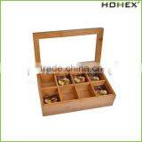 Natural Living Bamboo 8 Compartment Tea Box With Clear Lid/Homex_Factory thumbnail-1