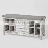 French Style Waterproof Cheap Shoe Storage Wooden Bench thumbnail-3