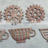 New Premium All Kinds of Laser Cut Creative Gear Teacup Pattern Wood Drink Mat Wooden Coaster Holder for Coffee Shop Home Decor thumbnail-1