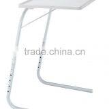 Indoor Durable White Adjustable Folding Tray Table thumbnail-1