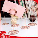 Circle Shape Metal Craft Wires Base Photo Card Holder Clips Golden Color