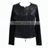 Factory Directly Provide Double Zip Long Sleeve O-neck Womens Black Elegant Blazer thumbnail-2