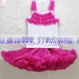 Newest Design Chiffon Nylon Tutu Skirt Full Fluffy Pettiskirt Set for Babay thumbnail-3
