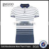 MGOO 100% Cotton Pique White Woven Stripe Polo Blue Tie Dye Color Short Sleeves Custom Polo thumbnail-4