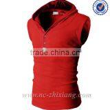 2017 Fashion Mens Sleeveless Hoodie With Placket thumbnail-2