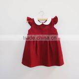 Plain Flutter Ruffled Sleeves Girls Red Dress First Christmas Baby Girls Dresses thumbnail-1
