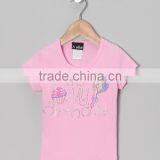 2016 Summer Pink Girls T Shirt With Pattern Casual Cotton Girl Tops Fancy Baby Kid Wear GT90423-10 thumbnail-1