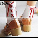 Bandage Bow Princess Cotton Black and White Students Young Girl Tube Short Socks thumbnail-3