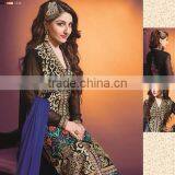 Solid Balck Color With Zari Rich Embroidery Work All Over Heavy Designer Semi Stitch Salwar Kameez thumbnail-1