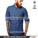 Wholesale 100% Cotton Long Sleeve Rinse Wash Light Weight Light Blue Denim Shirt for Men thumbnail-1