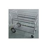Supermarket 4 Wheel Steel Mesh Cage Store Metal Mesh Baskets Collapsible