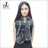 Factory Wholesale Womens Real Rex Rabbit Fur Scarf Pompom Scarves