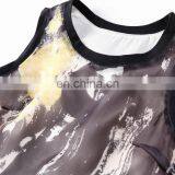 High Quality Sleeveless Print Organza Dress 2016 Mesh Panel Dress thumbnail-6