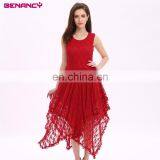 Fashion Hot Sale Red Elegant Tunic Women Lace Dress With Halter thumbnail-1