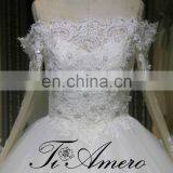 Latest Ball Gown Custom Made Long Sleeve Puffy Wedding Dress Lace Beading Bridal Dress Tiamero 1A946G thumbnail-4