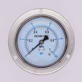 100mm Axial Back Connection All Stainless Steel Dual Scale Oil Filled Anti-shock Pointer Pressure Gauge With Edge