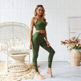 Women's 2 Piece Outfits Yoga Wear Sets Crop Top Legging Workout Suit Swear thumbnail-1