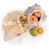 100% Organic Cotton Biodegradable Reusable vegetable fruit mesh bag