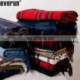 100%acrylic Faux Cashmere Check Square Woven Throw Blanket With Fringe